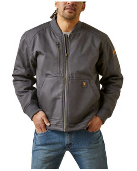 Image #1 - Ariat Men's Rebar DuraCanvas™ Bomber Jacket, Grey, hi-res