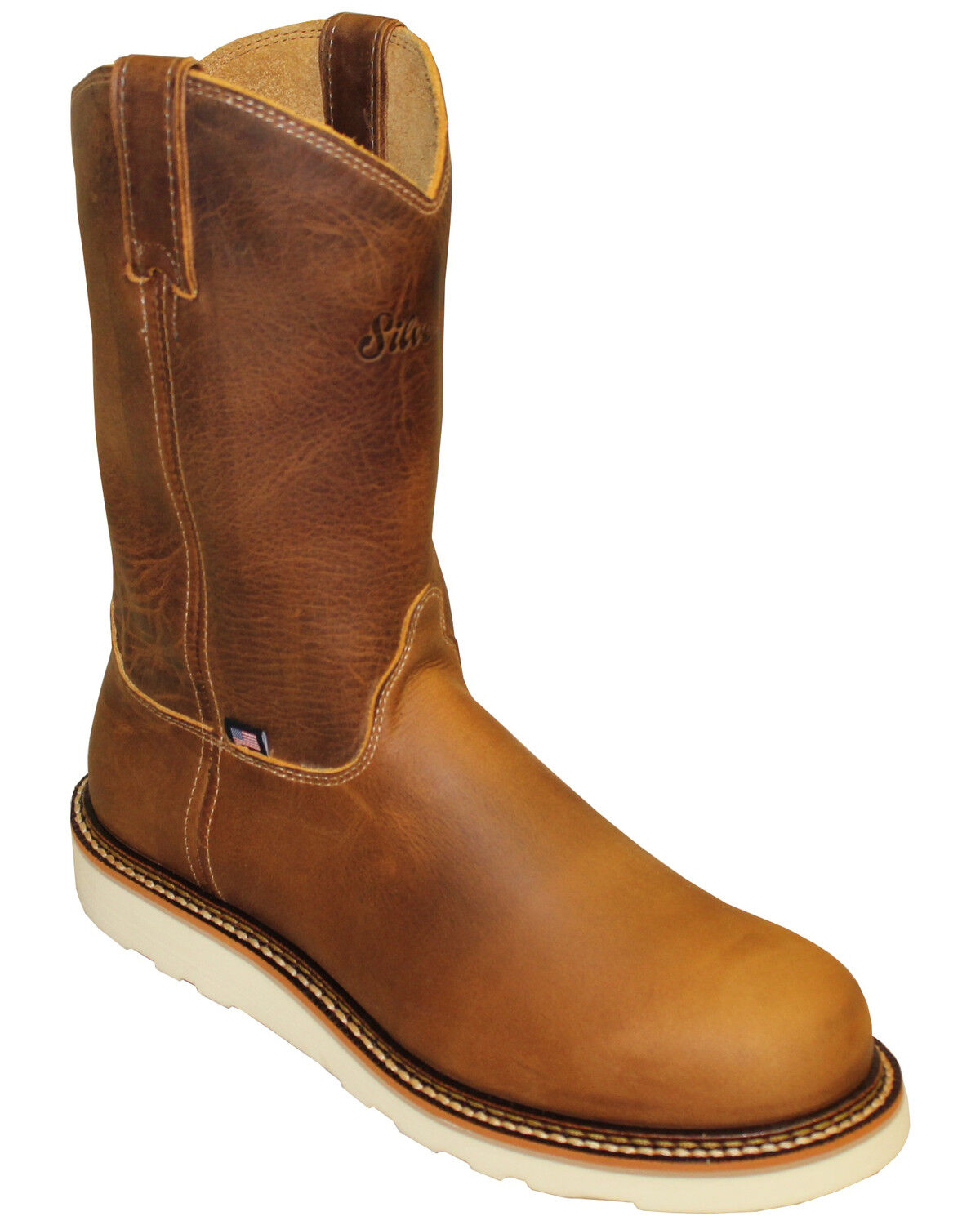 Image #1 - Silverado Men's Shipyard Western Work Boots - Soft Toe, Tan, hi-res