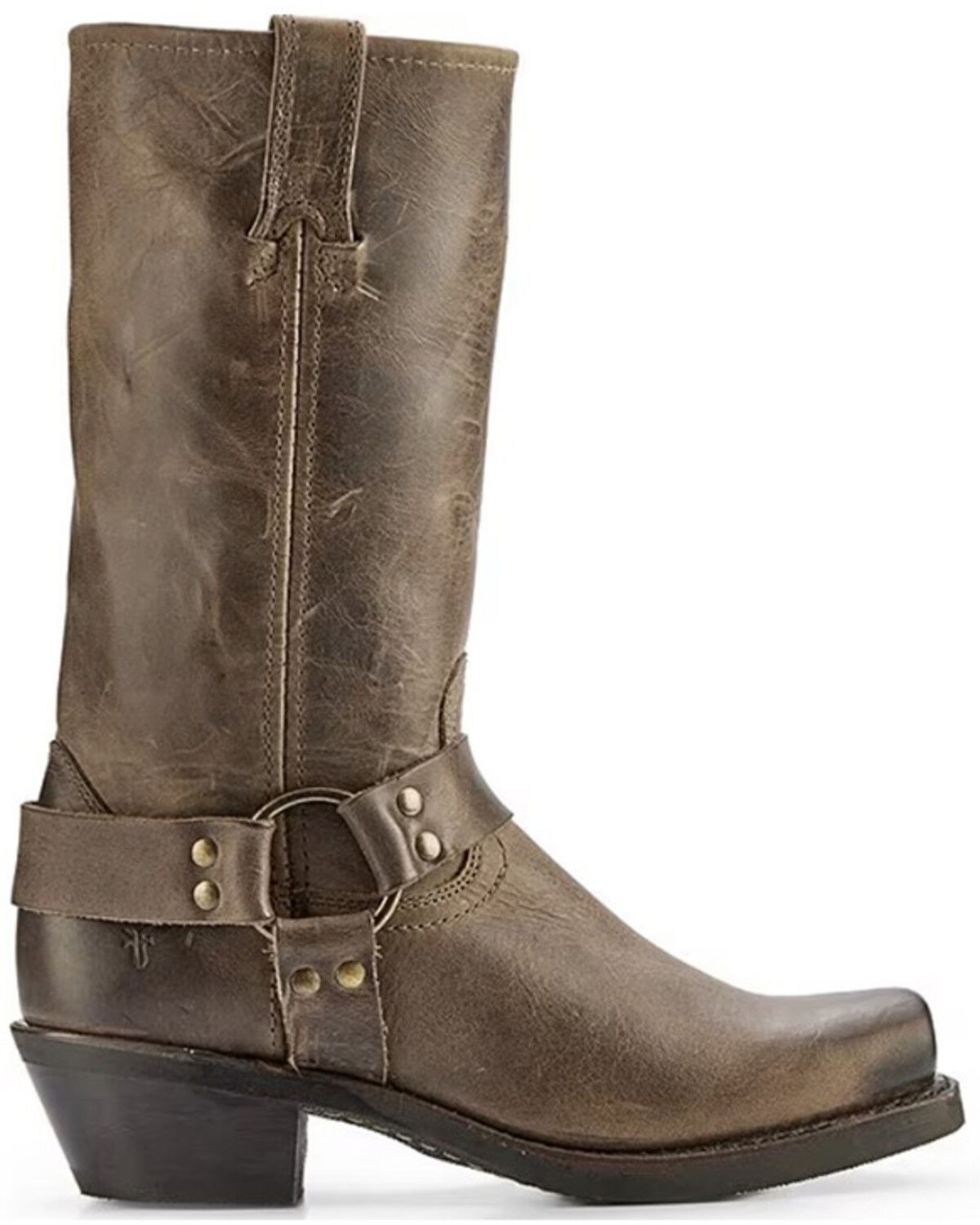 Image #2 - Frye Women's Harness Oiled Western Boots - Broad Square Toe, Brown, hi-res