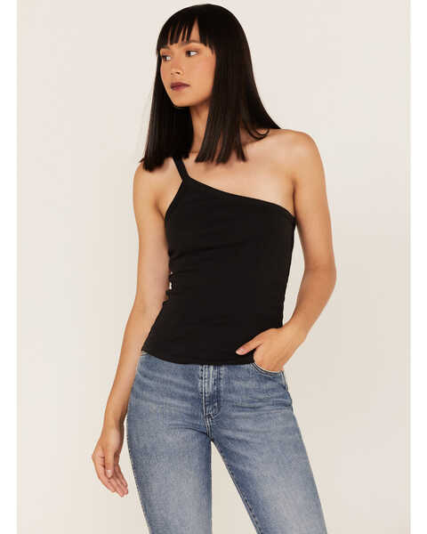 Image #1 - Free People One Way Or Another One-Shoulder Tank Top, Black, hi-res