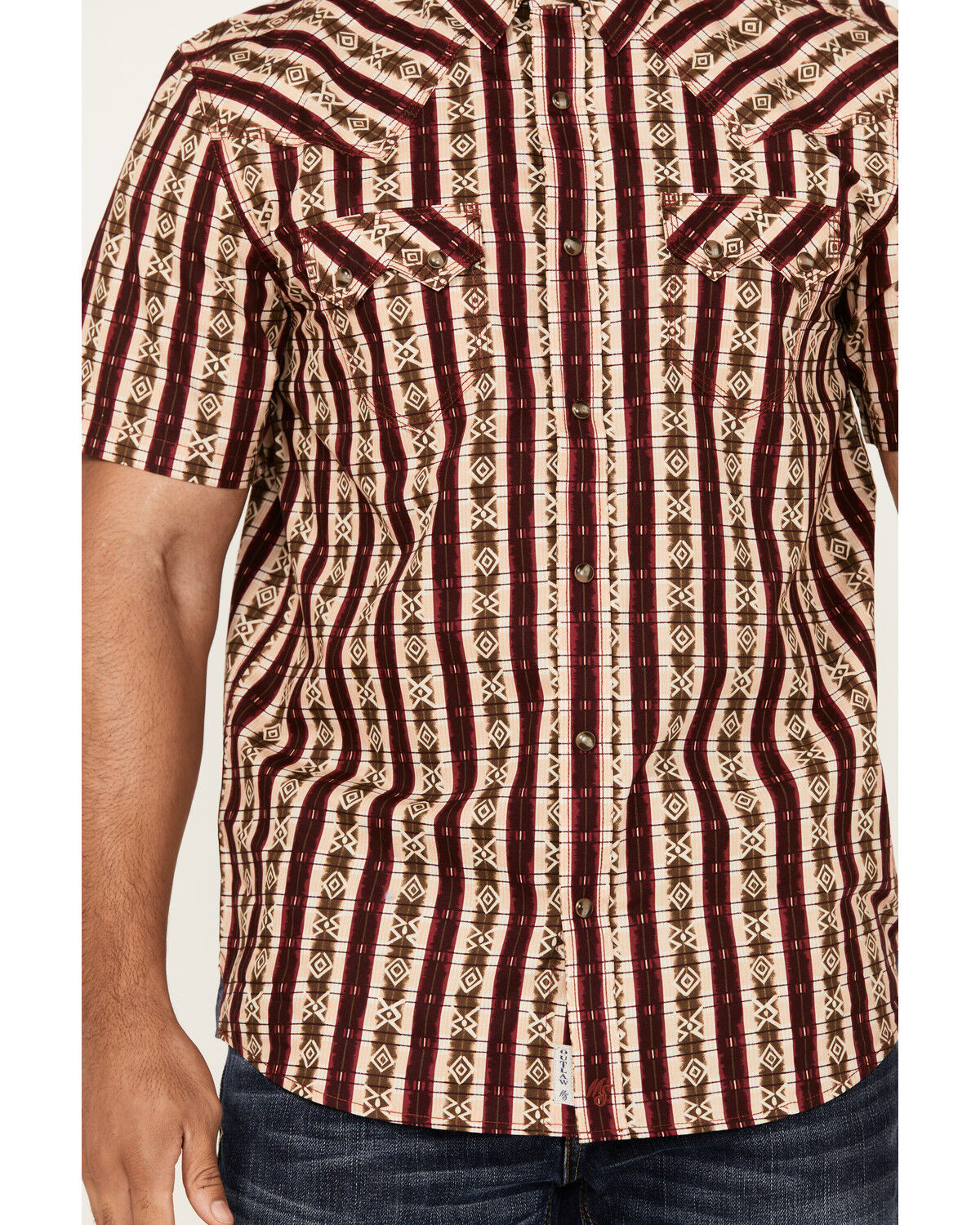 Image #3 - Moonshine Spirit Men's Experience Southwestern Striped Print Short Sleeve Snap Western Shirt, Cream, hi-res