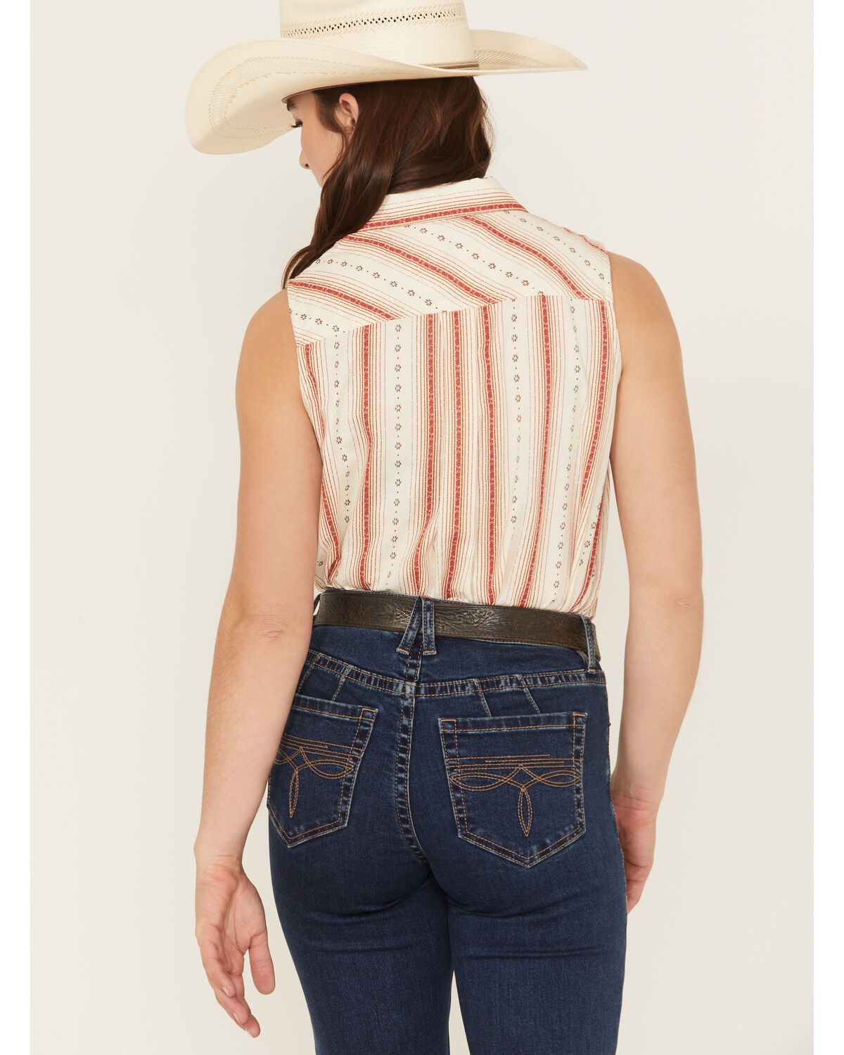 Image #4 - Ariat Women's Billie Jean Desert Stripe Sleeveless Shirt, Cream, hi-res
