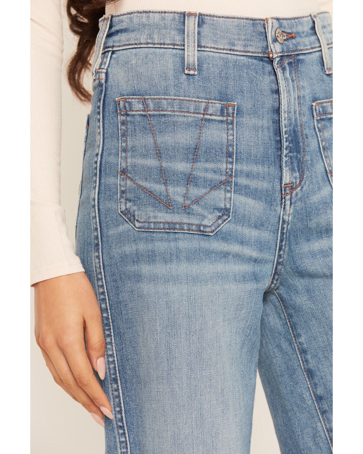 Image #2 - Ariat Women's R.E.A.L. Delaware Medium Wash High Rise Marvis Wide Leg Stretch Denim Jeans, Medium Wash, hi-res