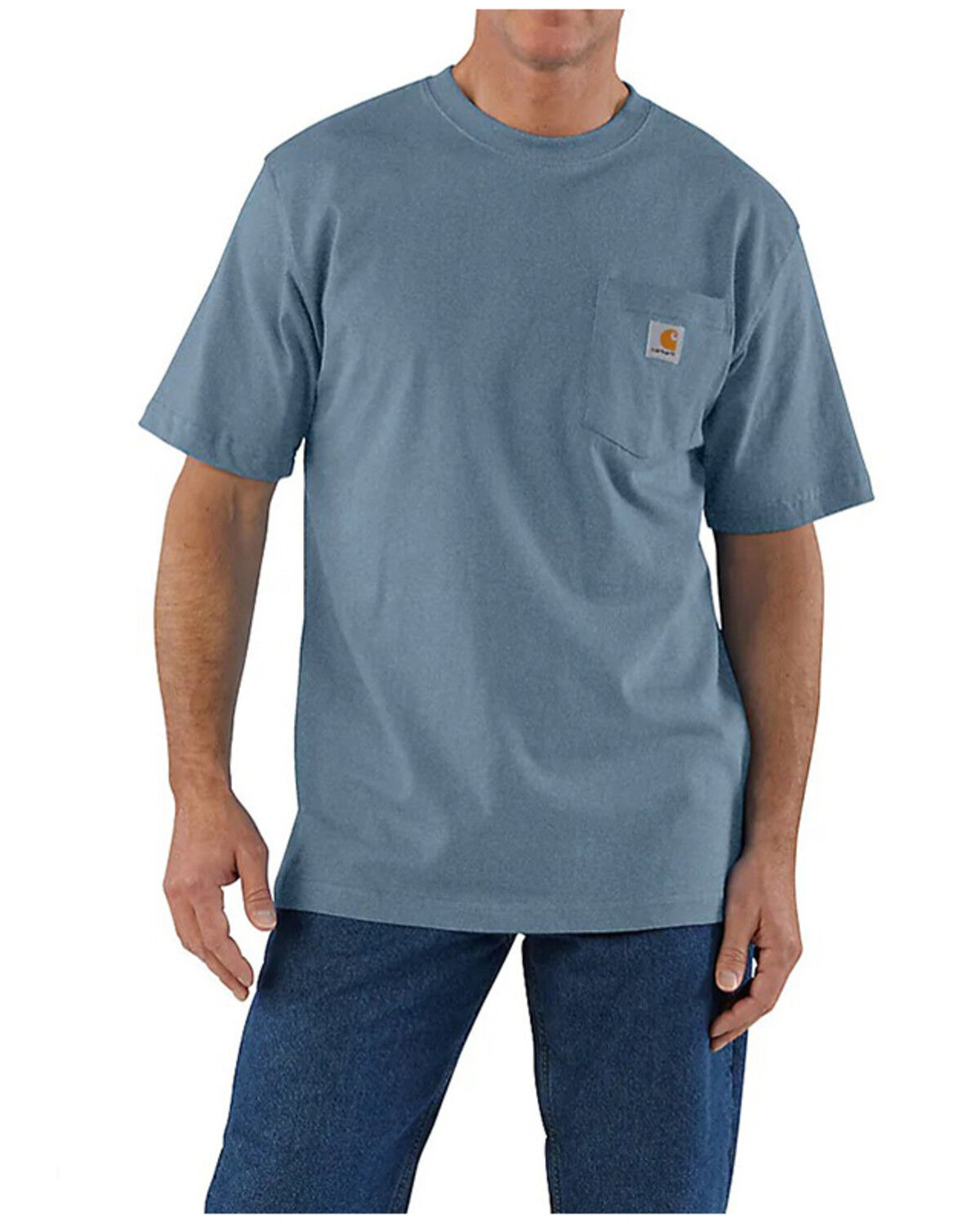 Image #1 - Carhartt Men's Loose Fit Heavyweight Short Sleeve Pocket T-Shirt, Light Blue, hi-res