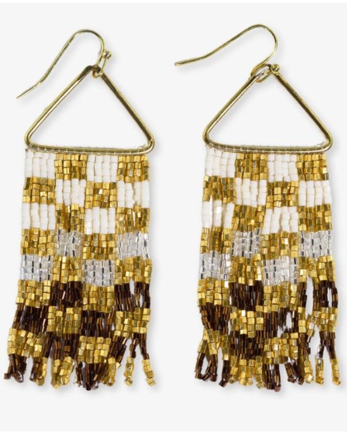 Image #1 - Ink + Alloy Women's Paige Ombre Checked Beaded Fringe Earrings, Multi, hi-res