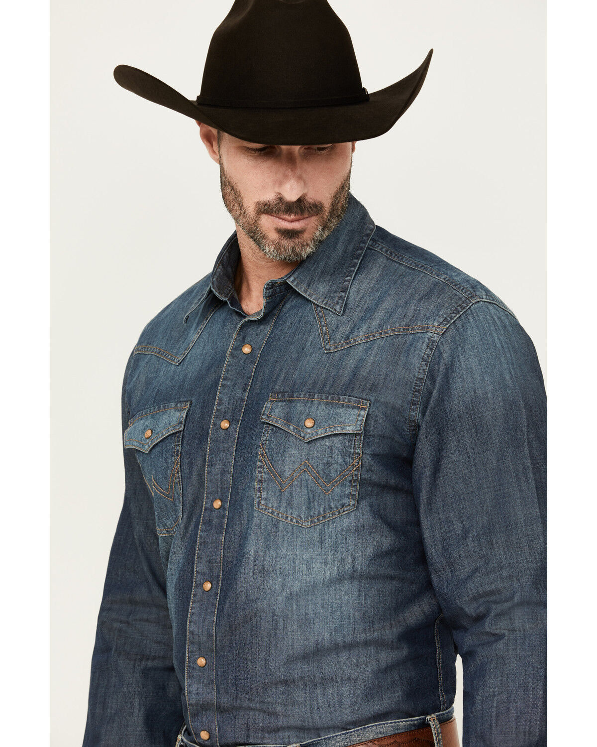 wrangler denim western shirt