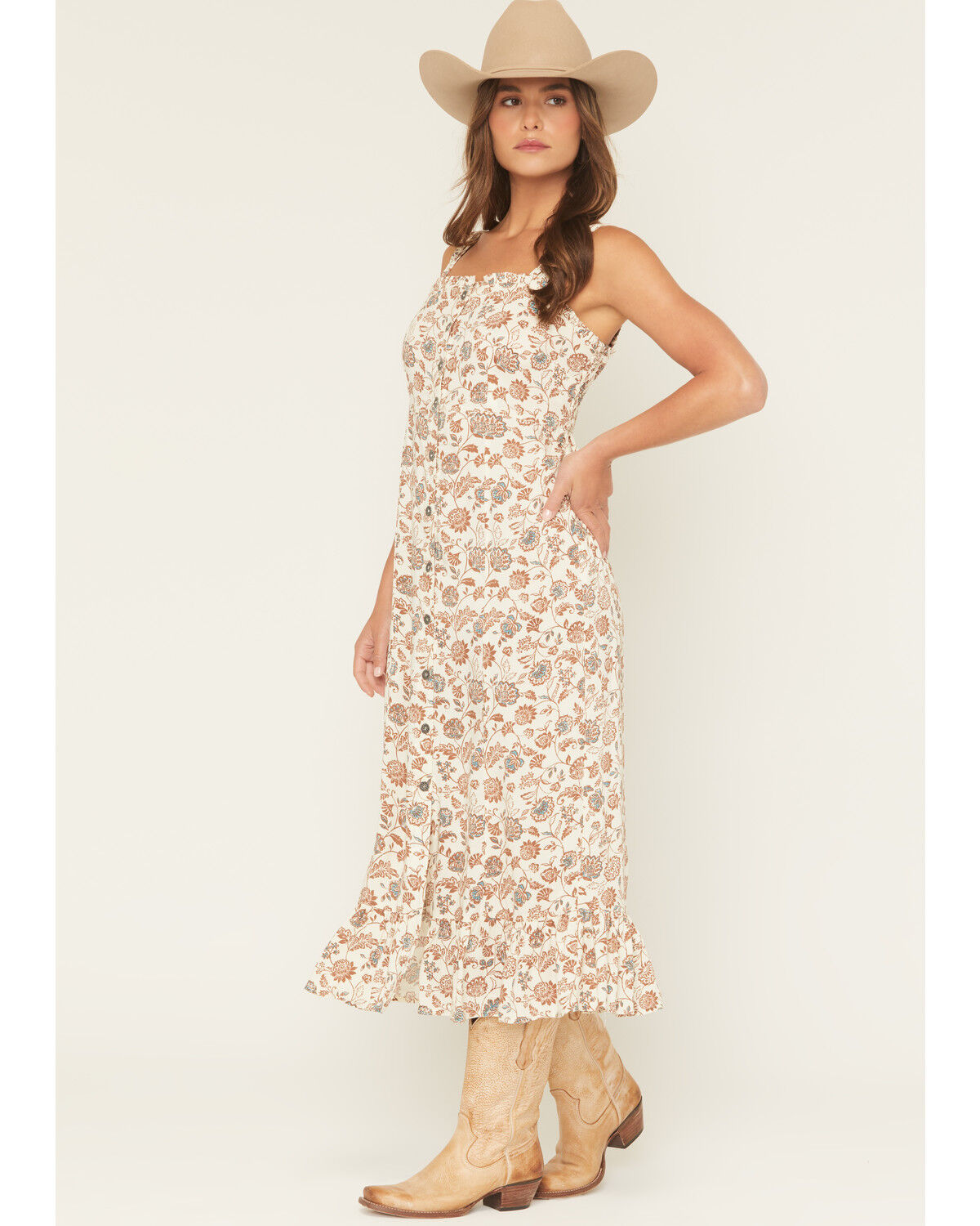 Image #2 - Cotton & Rye Women's Floral Print Sleeveless Button-Down Midi Dress, Natural, hi-res