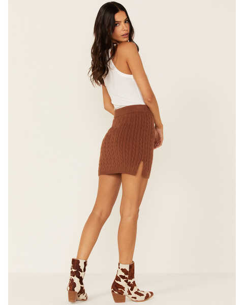 Image #3 - Callahan Women's Cable Knit Genny Mini Skirt, Brown, hi-res