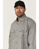 Image #2 - Forge Workwear Men's FR Solid Long Sleeve Button-Down Work Shirt, Light Grey, hi-res