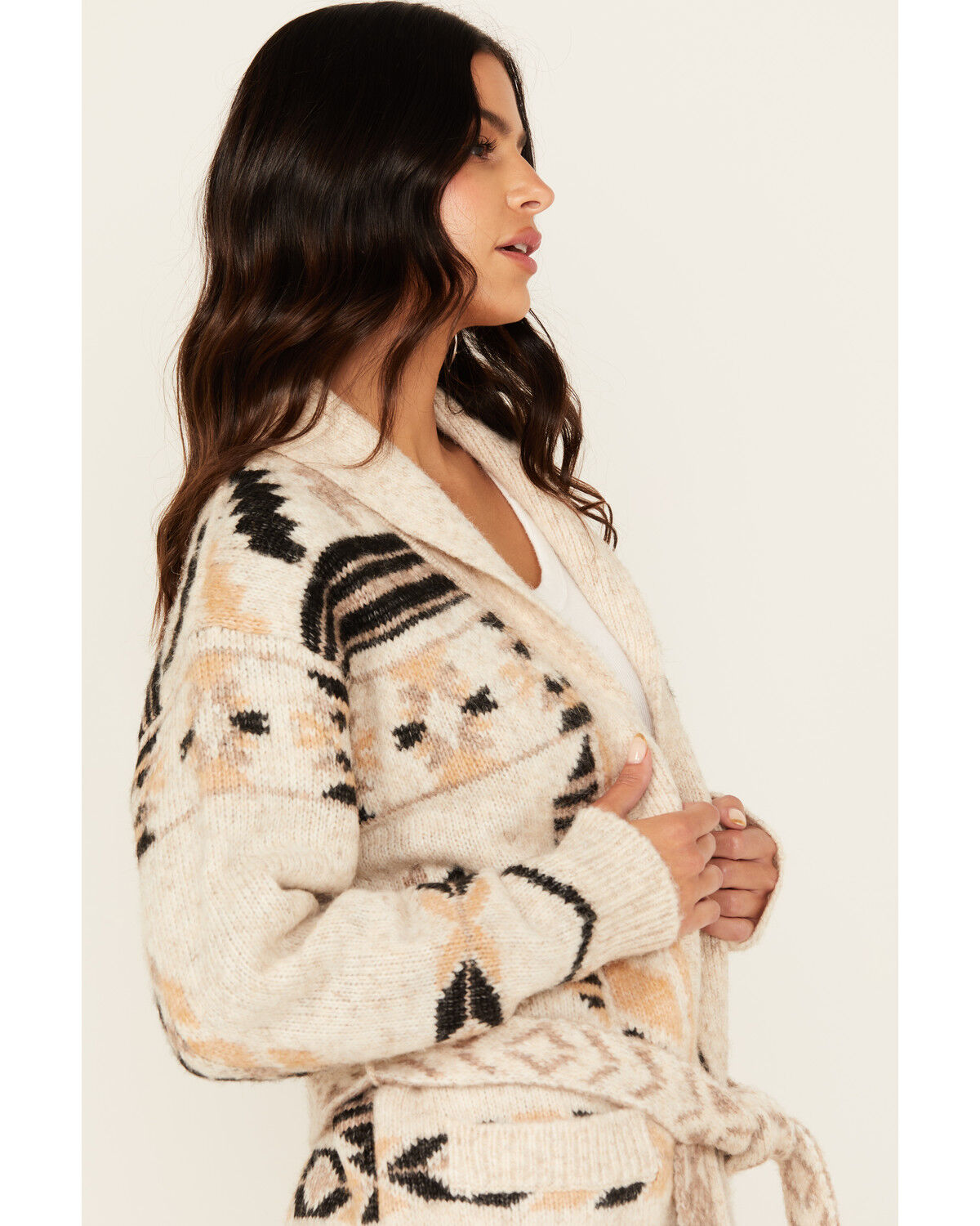 Image #3 - Idyllwind Women's Nora Southwestern Print Belted Sweater, Ivory, hi-res