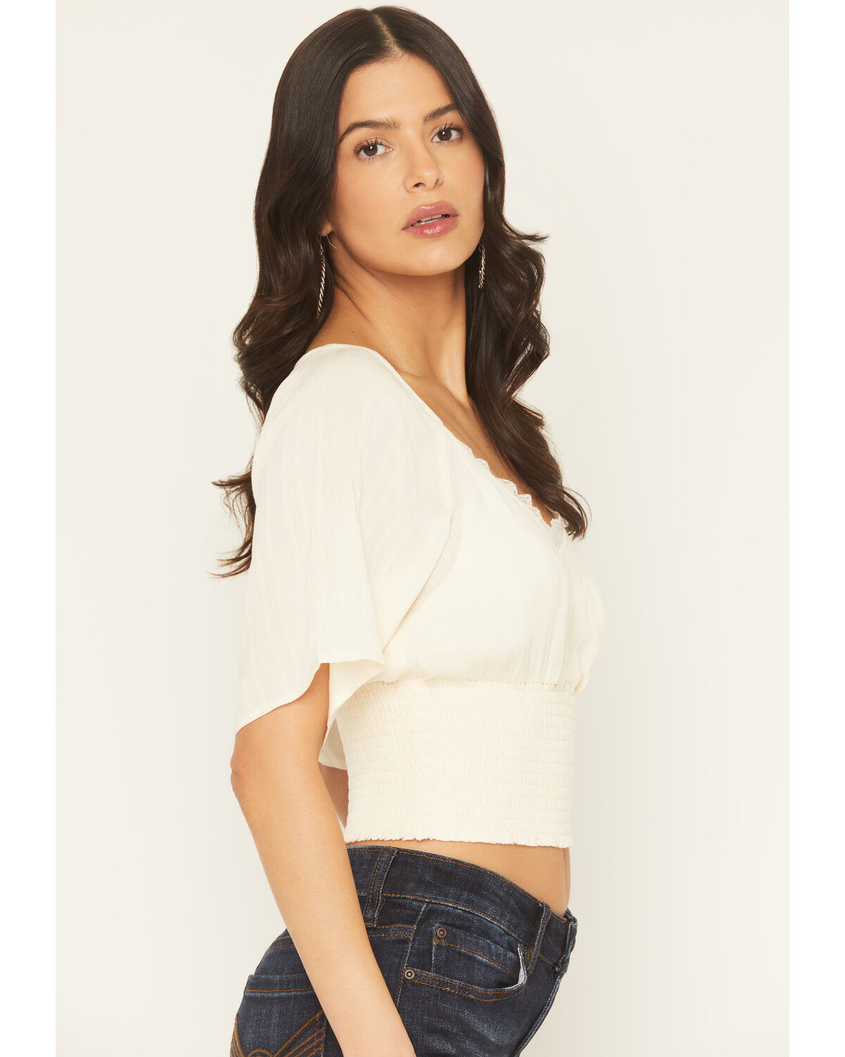 Image #2 - Idyllwind Women's Ridley Short Sleeve Crinkle Shirt, Cream, hi-res
