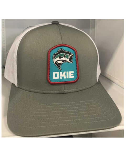 Okie Men's Grey & White Trapper Fish Patch Mesh-Back Ball Cap , Grey, hi-res