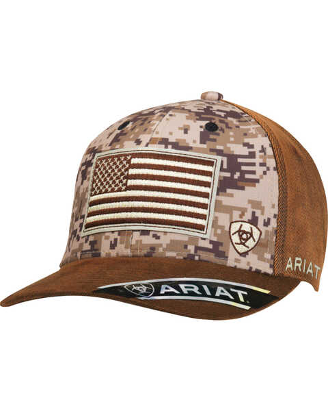 Image #1 - Ariat Men's Digi Camo Flag Ball Cap, Camouflage, hi-res