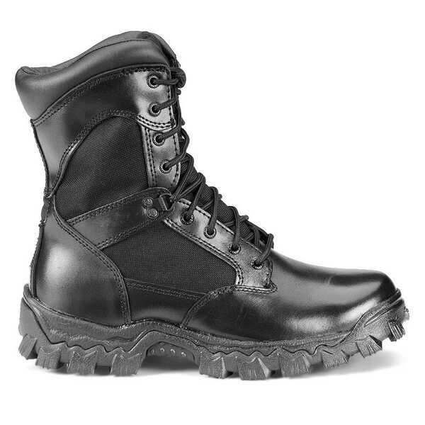Image #2 - Rocky Men's 8" AlphaForce Lace-up Duty Boots - Round Toe, Black, hi-res