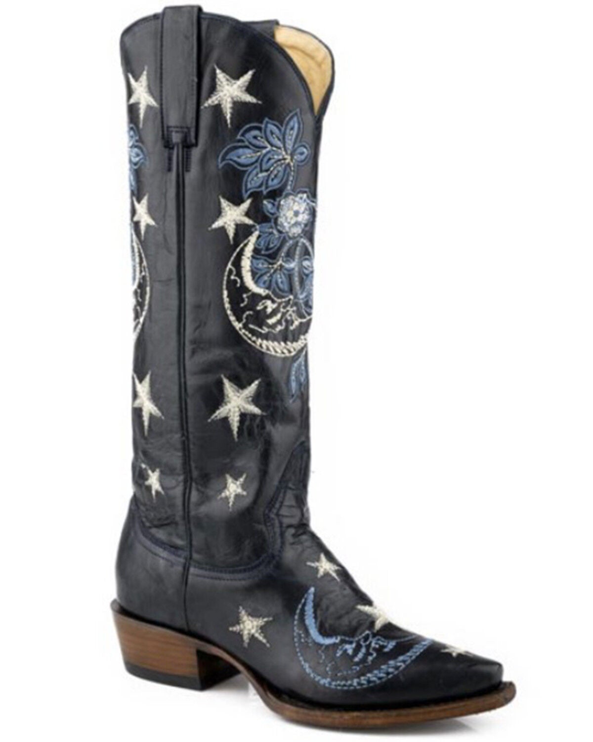 Bottes Western Pointues Cloutées En PU Effet Grains Marron