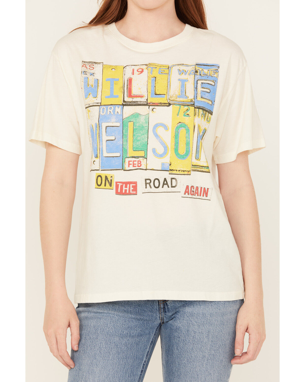 Image #3 - Day Dreamer Women's Willie Nelson On The Road Short Sleeve Graphic Tee, White, hi-res
