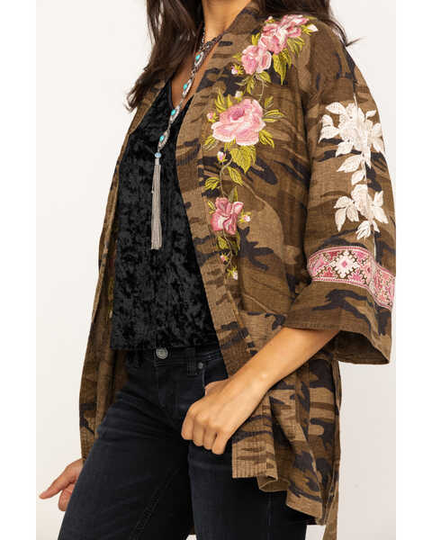 Johnny Was Women's Molly Camo Yuki Trapunto Linen Kimono, Multi, hi-res