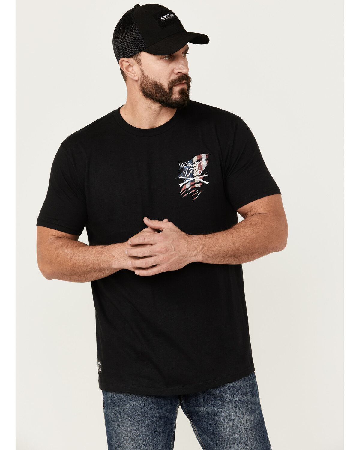Image #2 - Howitzer Men's We Will Defend Short Sleeve Graphic T-Shirt, Black, hi-res