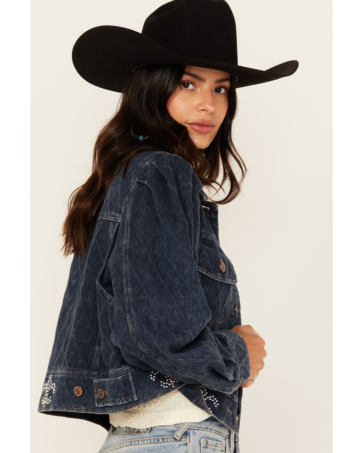 Image #2 - Miss Me Women's Dark Wash Denim Jacket, Dark Wash, hi-res