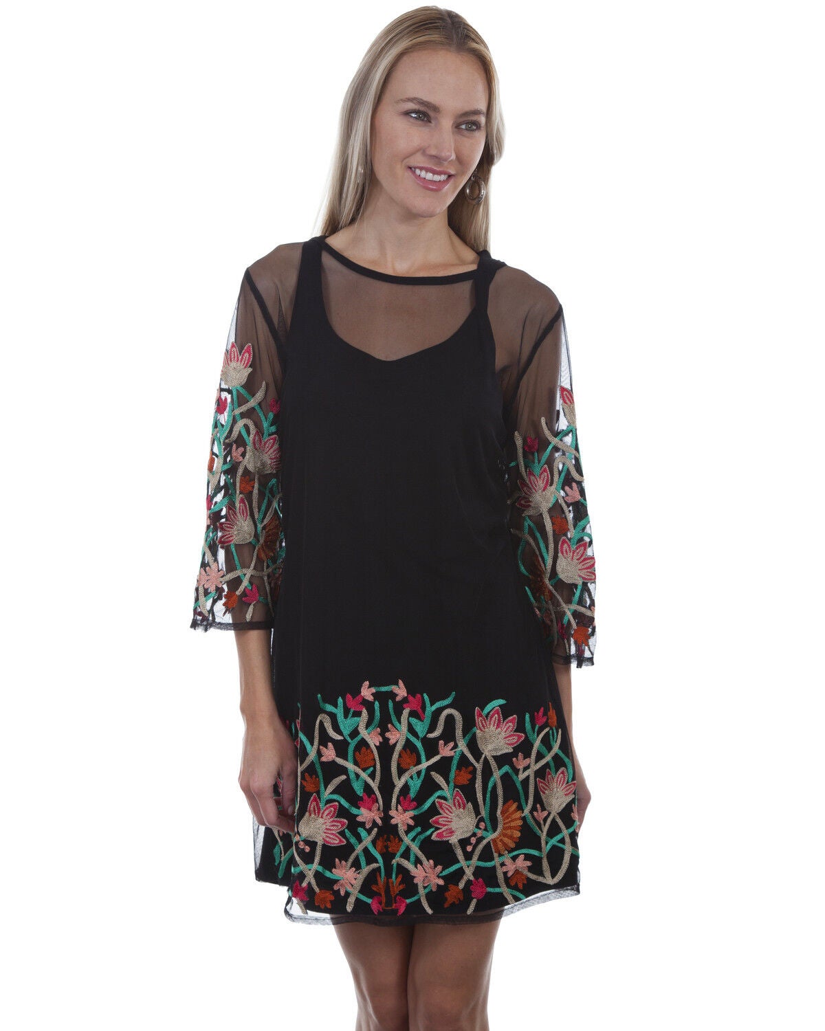 Image #1 - Honey Creek by Scully Women's Mesh Embroidered Dress, Black, hi-res