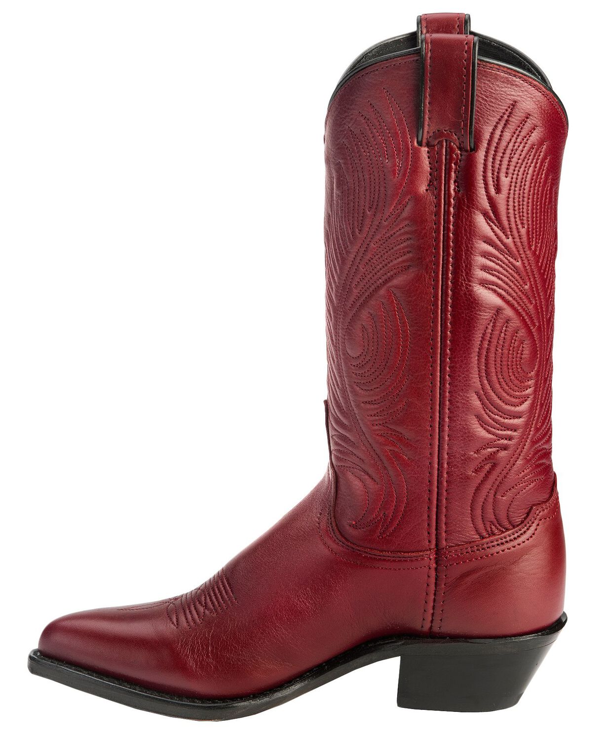 Image #3 - Abilene Women's Cowhide Western Boots - Round Toe, Red, hi-res