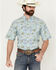 Image #1 - Ariat Men's Edwin Palm Tree Island Print Short Sleeve Button-Down Western Shirt , Blue, hi-res