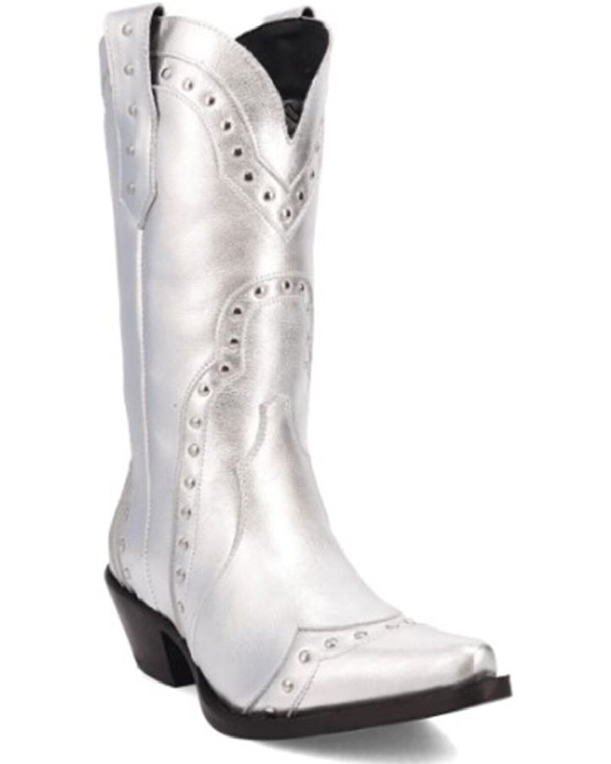 Image #1 - Dingo Women's Sweet Treat Metallic Western Boots - Snip Toe, Silver, hi-res