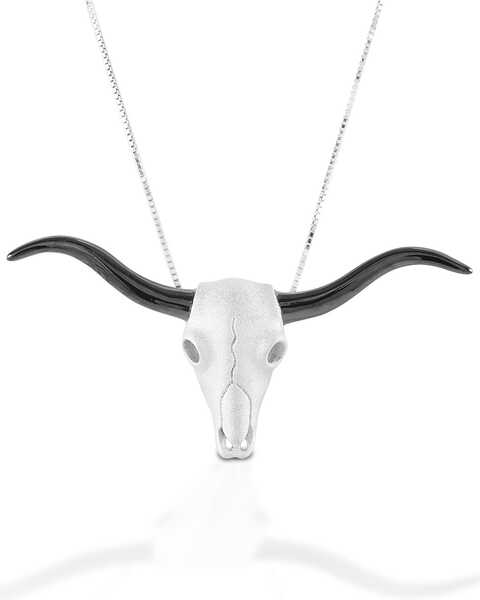  Kelly Herd Women's Longhorn Skull Necklace, Silver, hi-res