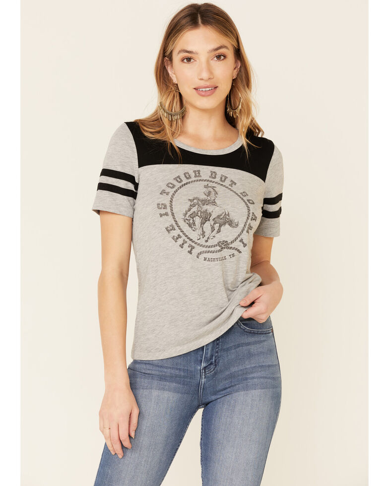 Idyllwind Women's Life Is Tough Trustie Tee, Grey, hi-res