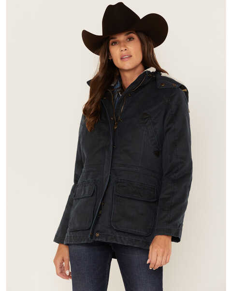 Outback Trading Co. Women's Woodbury Sherpa-Lined Hooded Jacket, Navy, hi-res