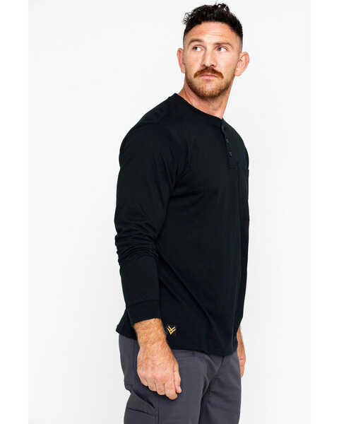 Hawx Men's Pocket Henley Work Shirt - Big & Tall , Black, hi-res