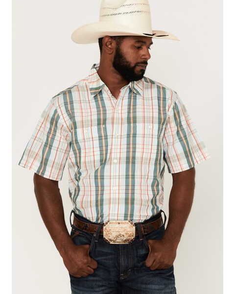 Image #1 - Resistol Men's Pierson Large Plaid Short Sleeve Button Down Western Shirt , Multi, hi-res