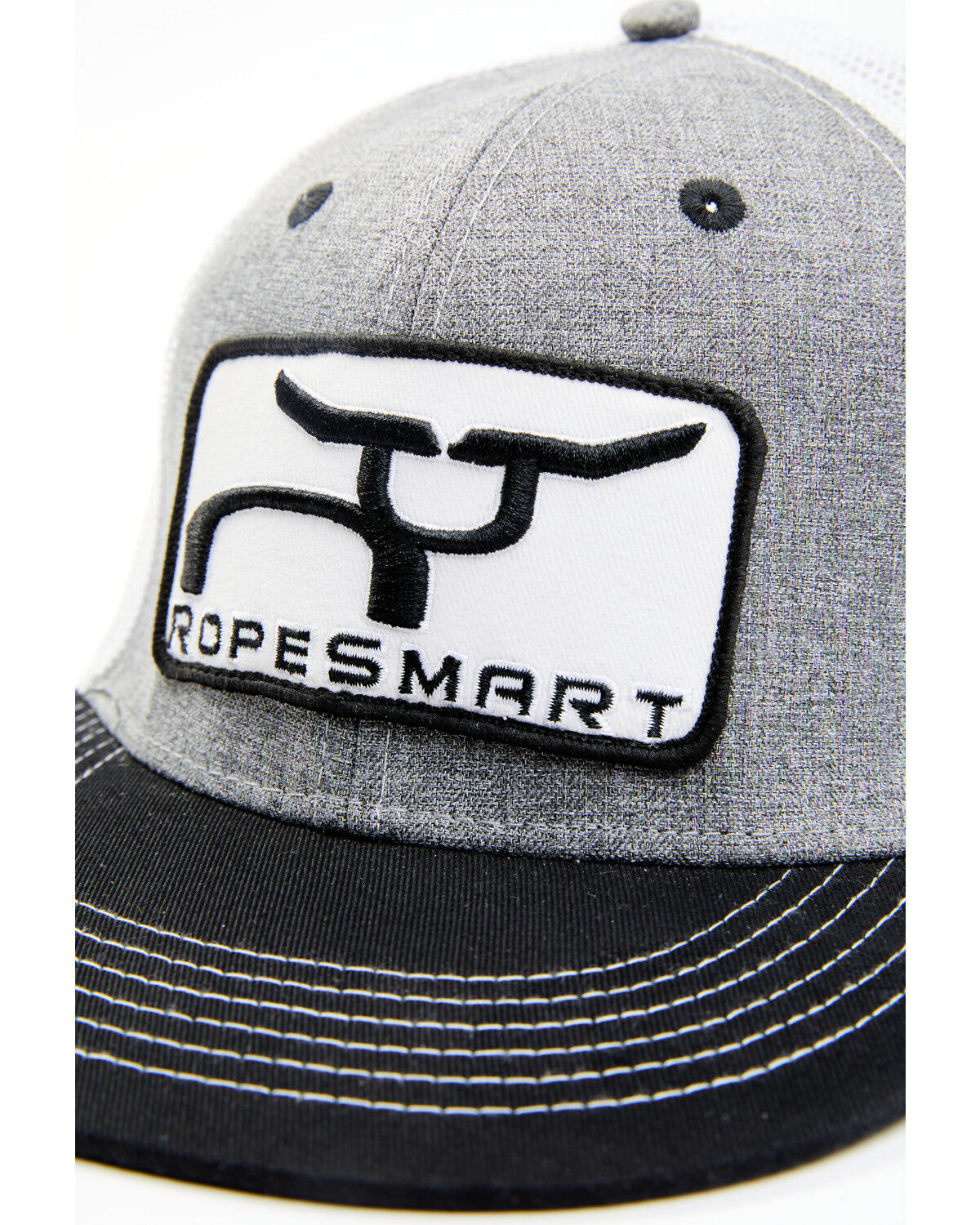 Image #2 - RopeSmart Men's Steerhead Patch Mesh-Back Trucker Cap, Grey, hi-res