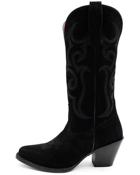 Image #3 - Ferrini Women's Quinn Roughout Western Boots - Medium Toe , Black, hi-res