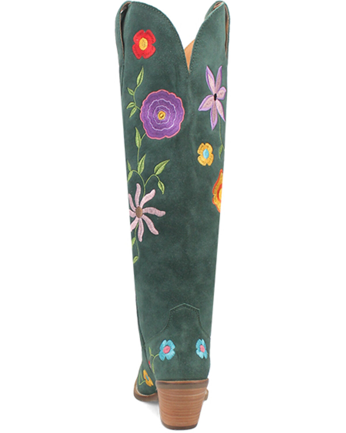 Image #5 - Dingo Women's Flower Power Suede Tall Western Boots - Snip Toe, Green, hi-res