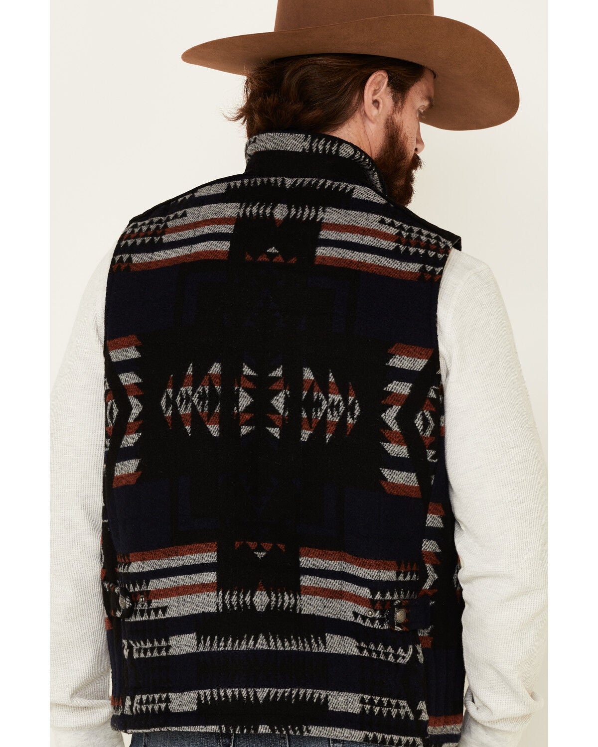 Image #5 - Cripple Creek Men's Black Navajo Blanket Wool Melton Vest , , hi-res