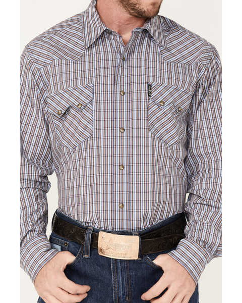 Image #3 - Cinch Men's Modern Fit Small Plaid Snap Western Shirt , Blue, hi-res