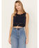 Image #1 - Cleo + Wolf Women's Cropped Crochet Tank, Navy, hi-res