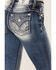 Image #2 - Miss Me Women's Dark Wash Mid Rise Floral Paisley Winged Stretch Bootcut Jeans , Dark Blue, hi-res