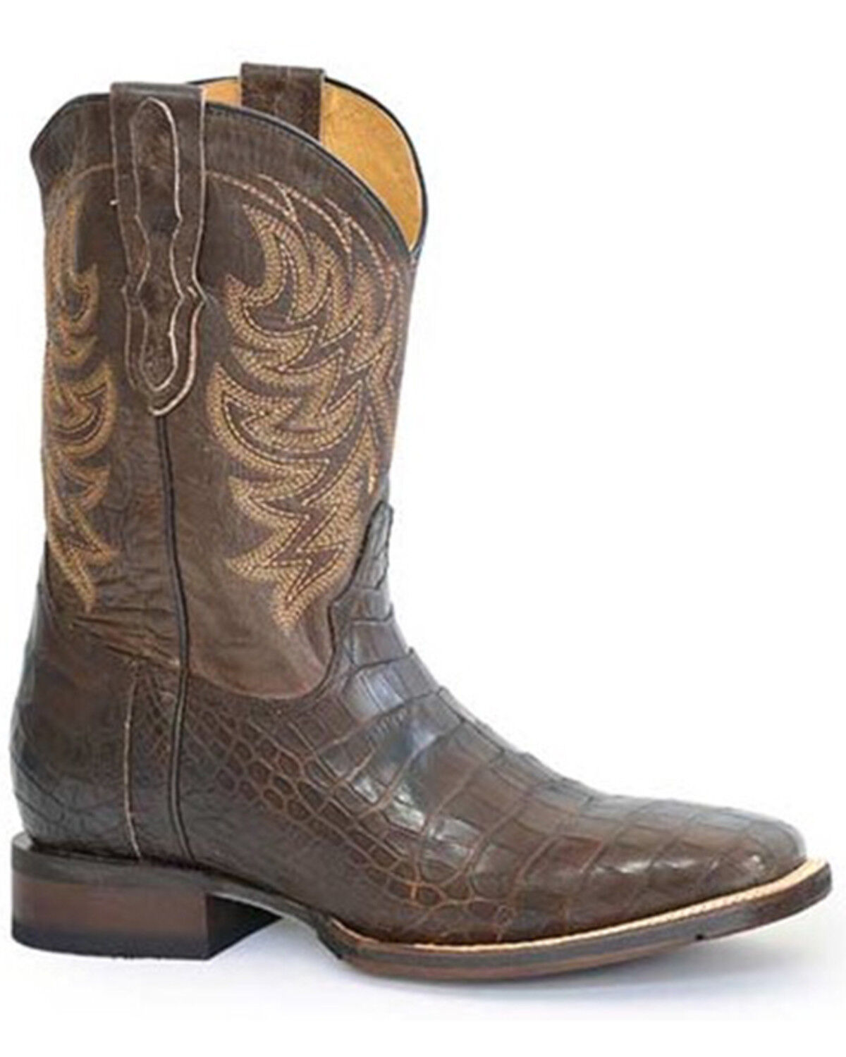 Image #1 - Stetson Men's Aces Exotic Alligator Western Boots - Broad Square Toe, Brown, hi-res