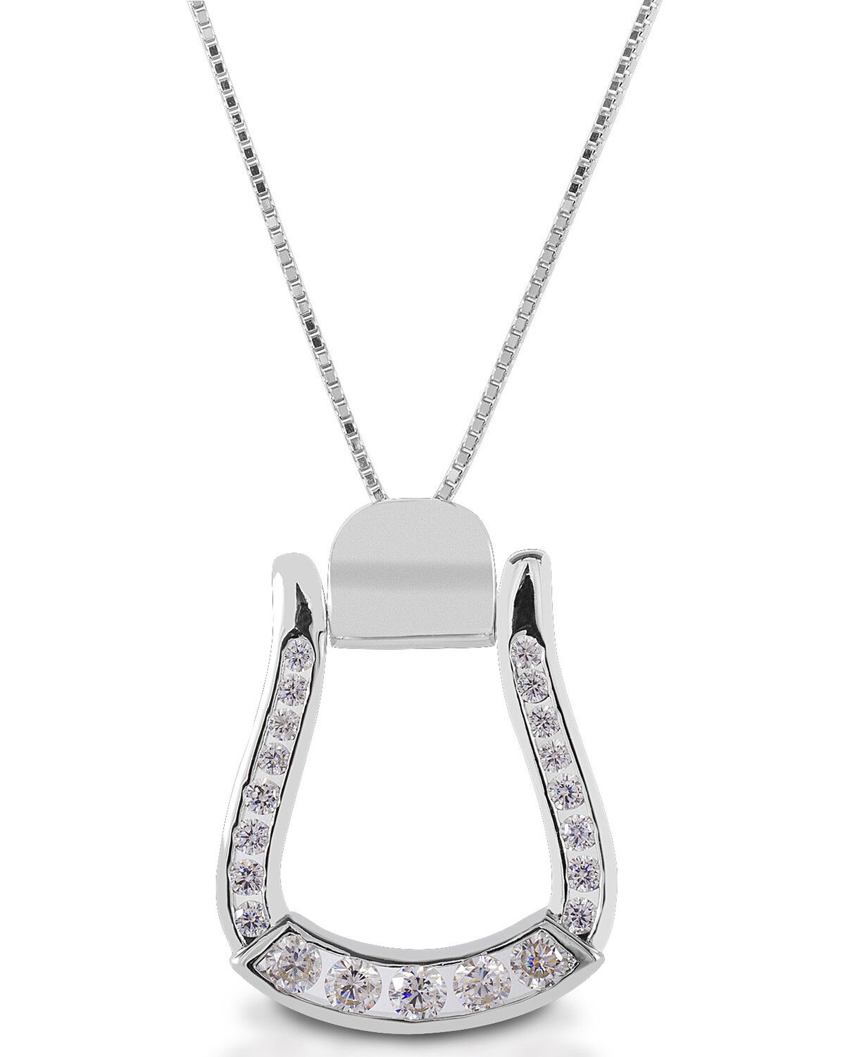 Image #1 - Kelly Herd Women's Clear Stone Oxbow Stirrup Necklace, Silver, hi-res