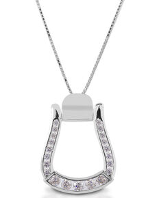  Kelly Herd Women's Clear Stone Oxbow Stirrup Necklace , Silver, hi-res