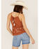 Image #4 - Shyanne Women's Textured Ruffle Embroidered Halter Keyhole Tank Top, Brown, hi-res