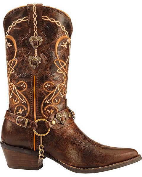 Image #2 - Crush by Durango Women's Brown Heart Breaker Concho Western Boots - Pointed Toe , , hi-res
