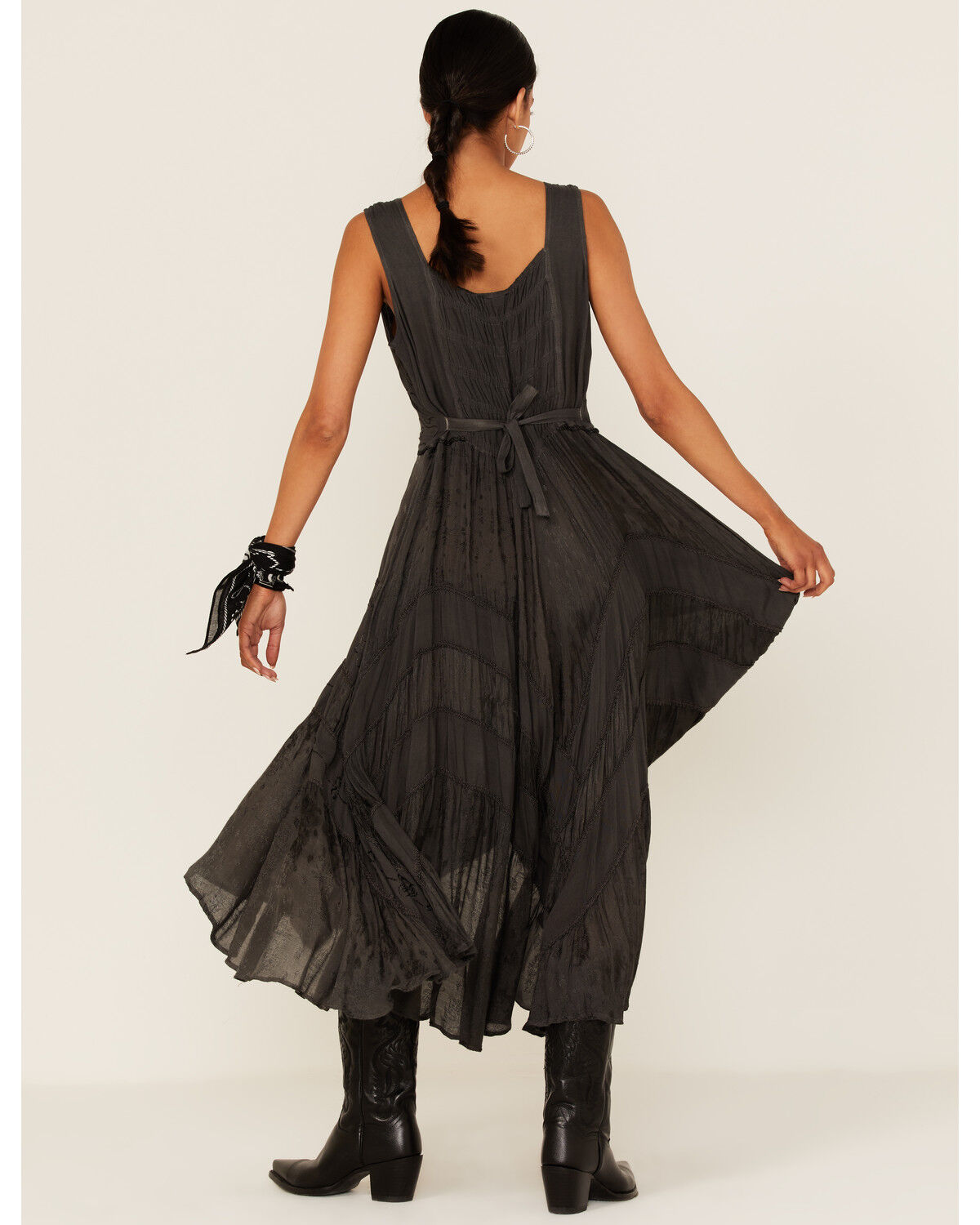 Image #4 - Scully Women's Lace-Up Jacquard Maxi Dress, Charcoal, hi-res