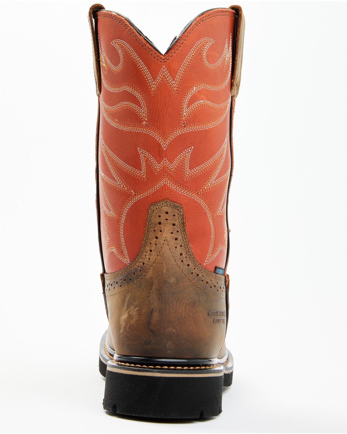 Image #5 - Cody James Men's Mustang Pull-On Waterproof Work Boots - Composite Toe, Orange, hi-res