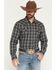 Image #1 - Cody James Men's Warriors Way Plaid Print Long Sleeve Snap Western Shirt - Tall, Dark Blue, hi-res