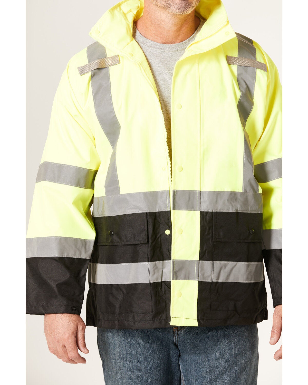 Image #4 - Utility Pro Men's HiVis Waterproof Rain Jacket, Yellow, hi-res