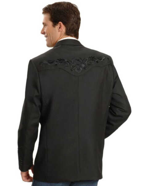 Image #3 - Scully Black Floral Embroidered Western Jacket - Big & Tall, Black, hi-res