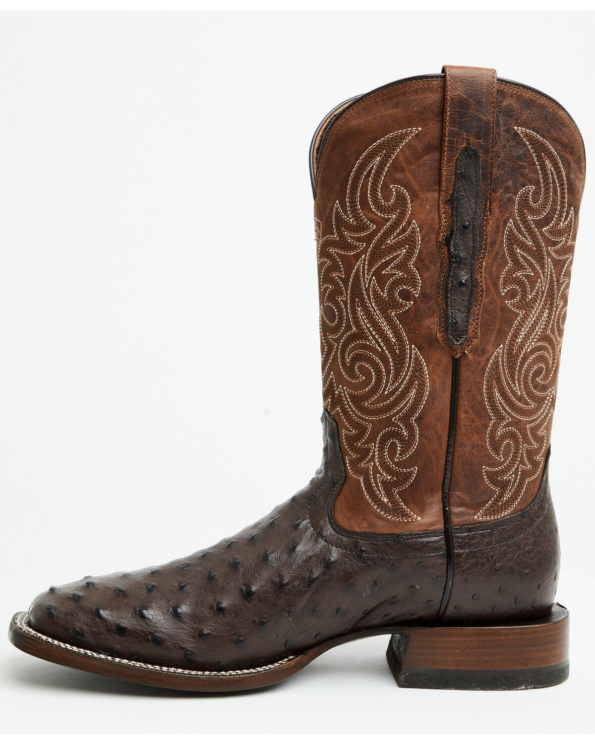 Image #3 - Ariat Men's Classic Cash Exotic Ostrich Western Boots - Broad Square Toe, Brown, hi-res
